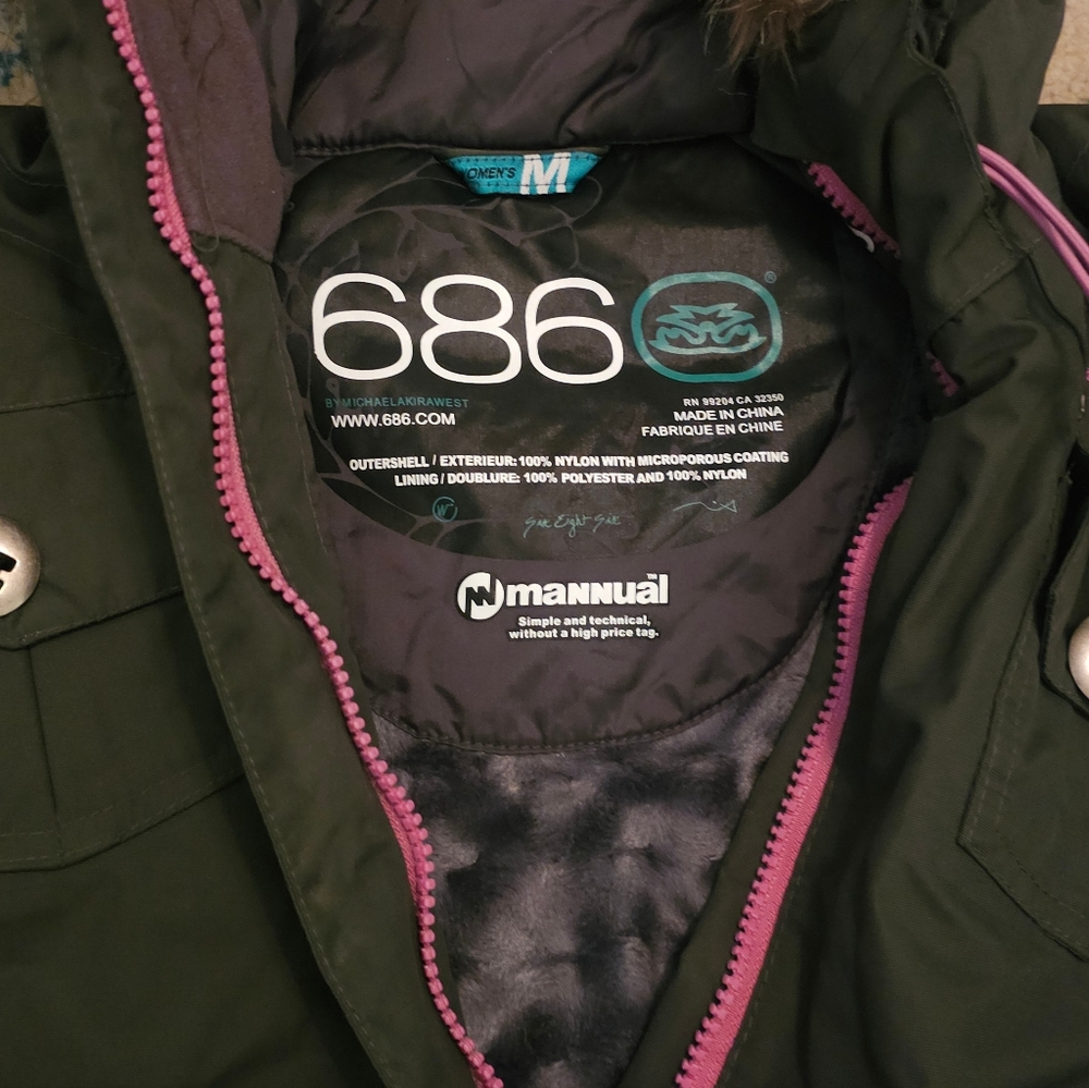 686 Six Eight Six Green and Pink Ski Snowboard Jacket - Medium - Picture 2 of 10